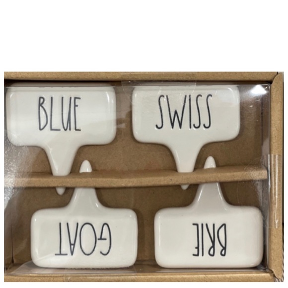 NEW Rae Dunn Cheese Plate Stake Signs ~ BLUE, GOAT, SWISS & BRIE - Picture 2 of 2